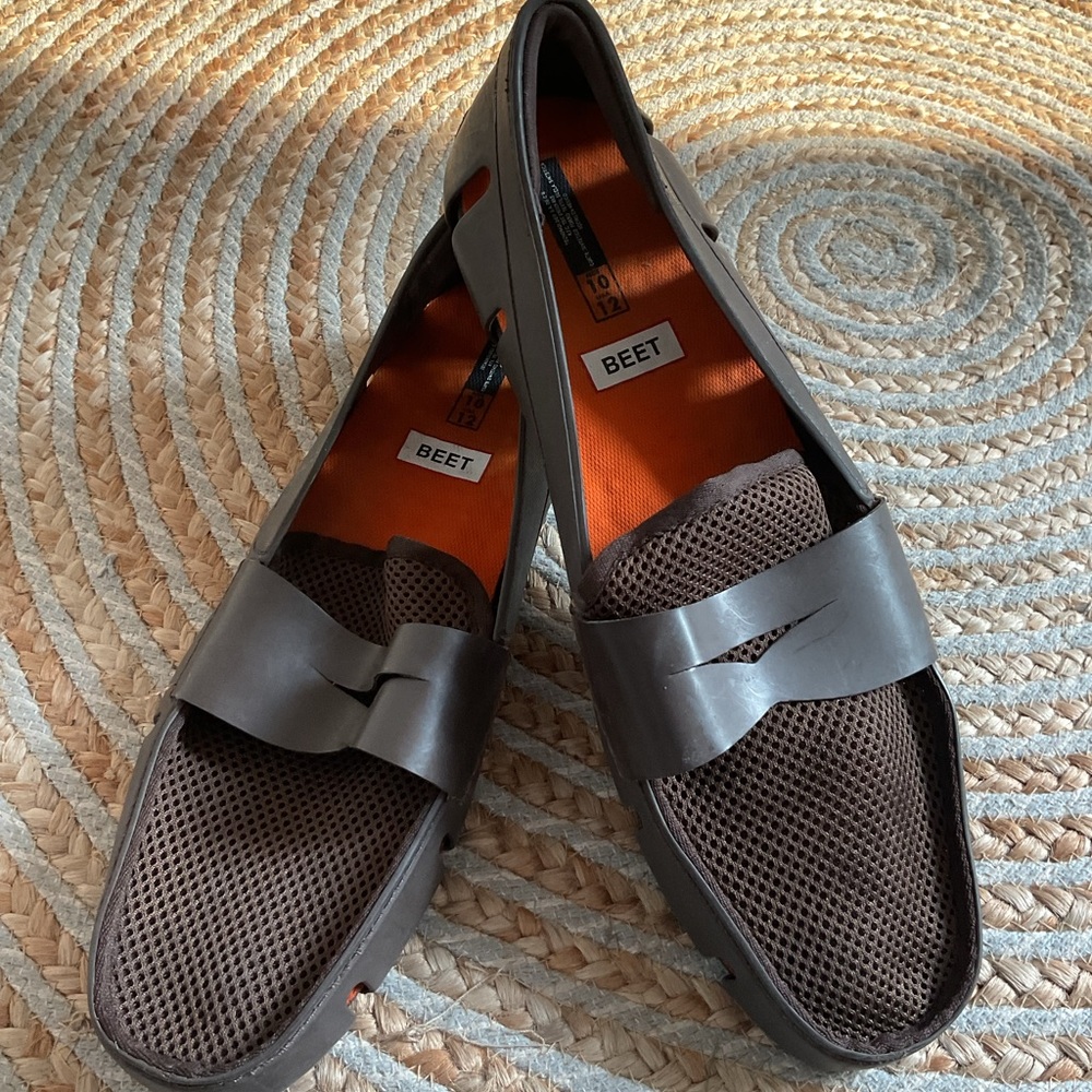 BEETS Brown Perforated Leather Slip-On Loafers